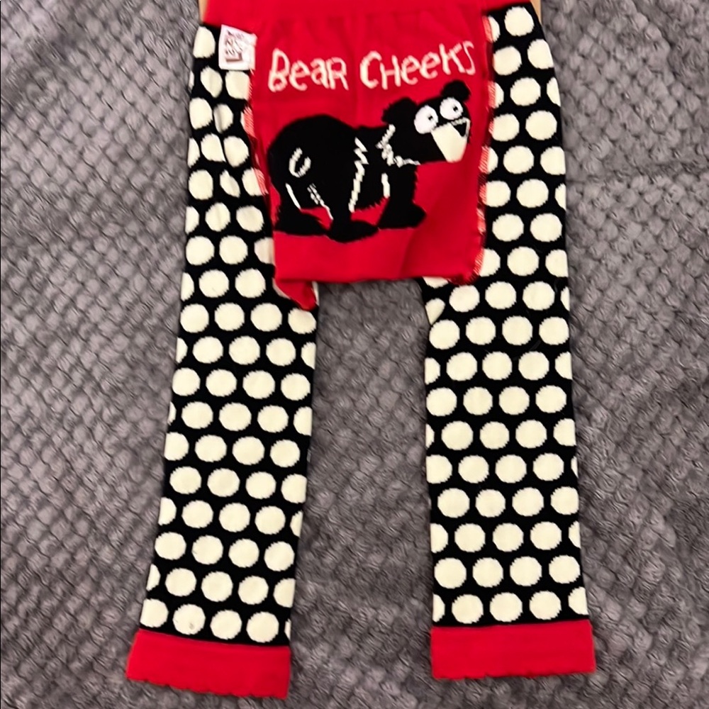 Lazy One Red and Black Bear Cheeks Romper